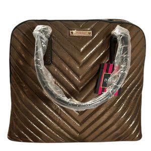 Nicole Lee Dome Bag Bronze Gold Chevron Embroidered Design Shoulder Strap